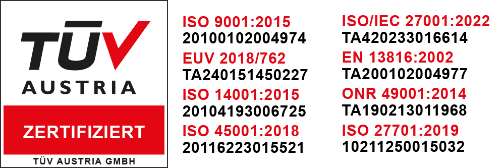 TÜV Erklärungen und Zertifikate der ÖBB-Personenverkehr AG